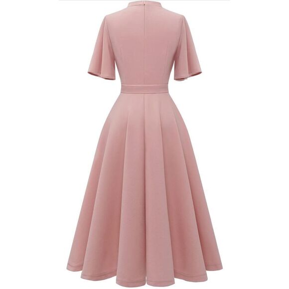 NEW Pink Vintage Cocktail Classic Tea Dress M NO BELT - Picture 3 of 6